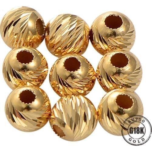 2018 NEW Genuine 18K Yellow Gold Spiral Lines beads Fit Original Jewelry Making Necklace Bracelet Earring DIY Jewelry