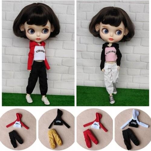 New Blyh Doll Clothes Long Sleeve Hoodie Hat or Overalls Pant for ob24,Pullip,Barbies,Blyth Pant Clothing for 1/6 Doll Accessori