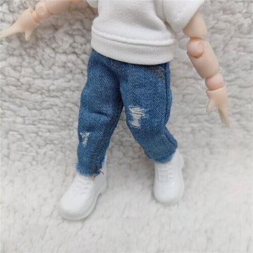 Ob11 baby clothes fashion ripped pants beggar pants wash jeans 1/12 doll clothes Doll accessories