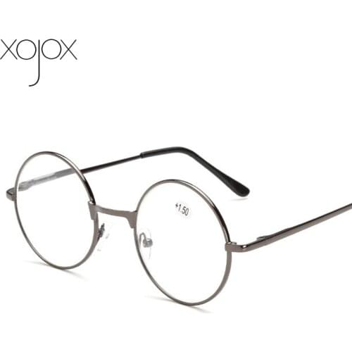 XojoX Vintage Round Mirror Men Women Reading Glasses Metal Frame Glasses Male Female Mirror Personalized +1.5 2.5 3.5 4.0