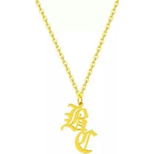 AurolaCo Custom Name Necklace Old English Necklace Initial Necklace Stainless Steel Necklace for Women Gift Droppshipping