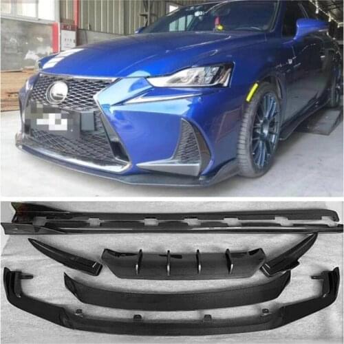 Real Carbon Fiber Bumper Front Lip + Rear Diffuser + Spoiler + Side Skirt Protector Cover For Lexus IS200T IS300 2013-2019