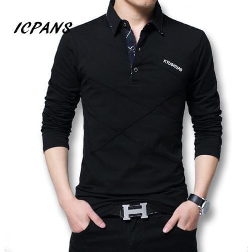 Icpans Polo Shirt Men Long Sleeve 2018 Big Size M-5XL Spring Autumn Polo Shirts Men Casuals Cotton Tops Tee White Red