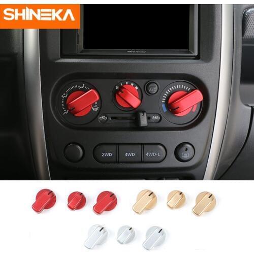 SHINEKA Newest Aluminium Alloy AC Switches Decorative Cover Frame Air Conditioning Shift Button Cover Trim for Suzuki Jimny