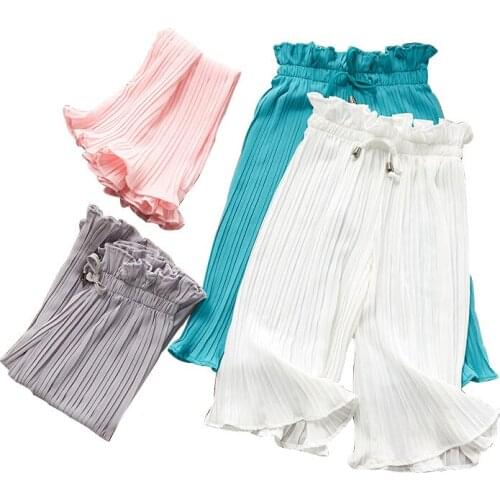 Girls Pant Kids Loose Pants Summer Children Clothing Thin Chiffon Anti-Mosquito Pants Solid Leggings Baby Wide Leg Waist Pants