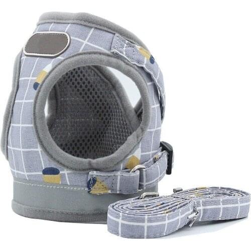 Pet Reflective Traction Rope Design Night Safety Net-like Comfortable Breathable Sling Vest Type Cat and Dog Traction Rope