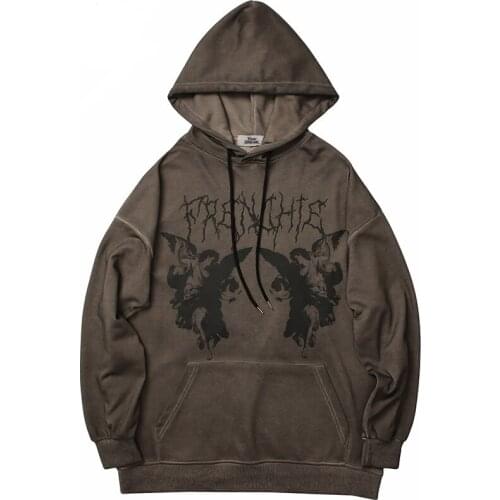 Unisex Pocket Hoodies Sweatshirt With Hood Streetwear New Long Sleeve Harajuku Hoody Angel Autumn Winter Oversized