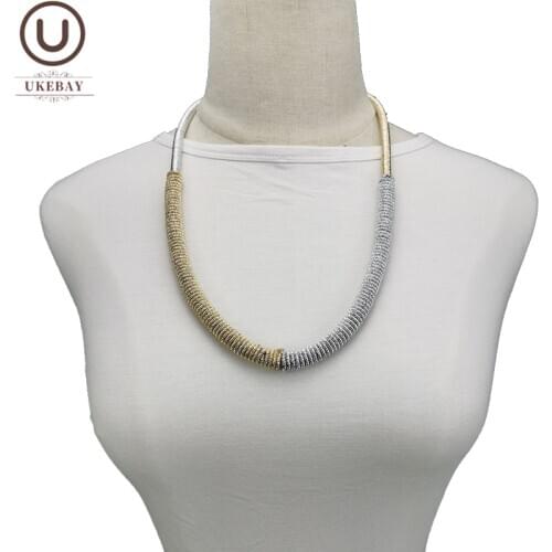 UKEBAY New Luxury Handmade Necklaces Women Designer Bohemia Choker Necklace Gold Alloy Strange Charm Jewelry Short Accessories