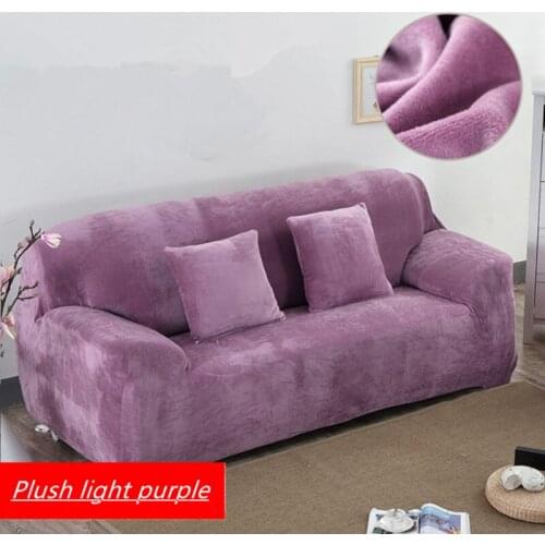 Thicken plush elastic sofa covers for living room sectional corner furniture slipcover cover 1/2/3/4 seater solid color