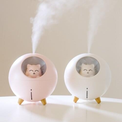 320ml Planet Cat Humidifier Mute Atomization Mini Office Water Replenishing Atomizer Night Lamp Home Air Fresher