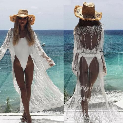 Womens Beach Bikini Cover up Long Kaftan Lace dress Summer Boho Maxi Dress Sundress