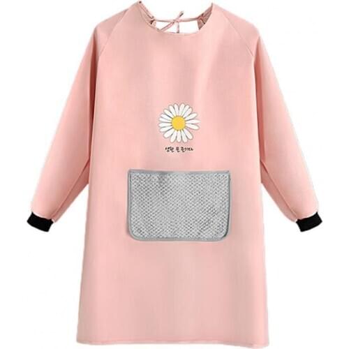 Women Adjustable Waterproof Poly Pongee Plaid Printing Apron for Kitchen