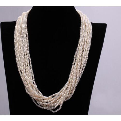 36-60cm 14-24'' 10 Rows Women Jewelry AAA natural pearl 3x4mm white baroque freshwater pearl necklace gift