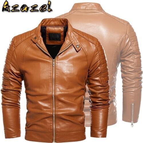 Winter Warm Velvet Jacket Men Leather Motorcycle Jacket Slim Fit Bomber Coats Slim Fit Biker Men Coat Fashion Zipper Jacket Male