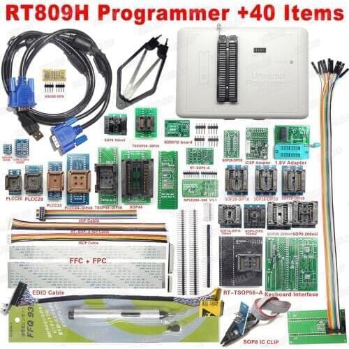 100$ Original RT809H EMMC-Nand FLASH Programmer +40 Iterms EMMC-Nand ISP Hear one Cable adapter Tsop48 TSOP56 EDID Free shipping