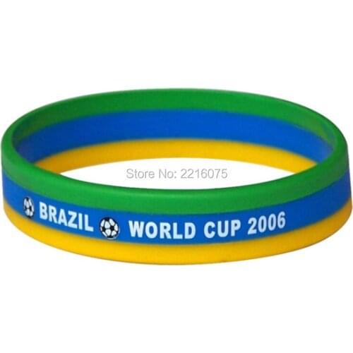 1000pcs 3 layers Flag World Cup Brazil wristband silicone bracelets free shipping by DHL express
