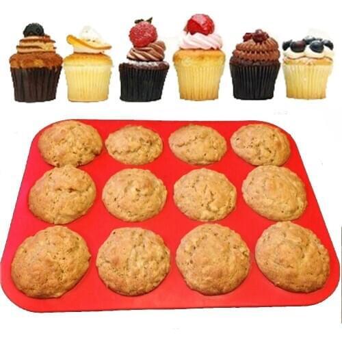 12 Cavity Silicone Cake Mold Muffin Cup Cake Baking Pan Non Stick Dishwasher Microwave Safe Silicone Baking Mold silicone