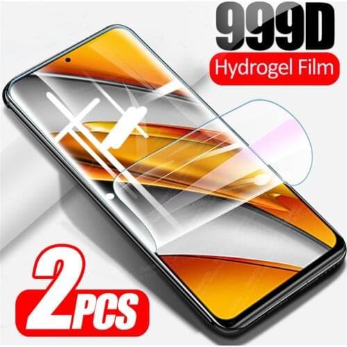 2pcs Full Curved Hydrogel Film For Xiaomi Poco F3 X3 Pro Pocco F1 M3 Pocophone X 3 NFC F 1 M Screen Protector Not Tempered Glass