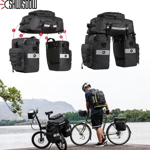 Mountain Road Bicycle Bike 3 in 1 Trunk Bags Cycling Double Side Rear Rack Tail Seat Pannier Pack Luggage Carrier 75L