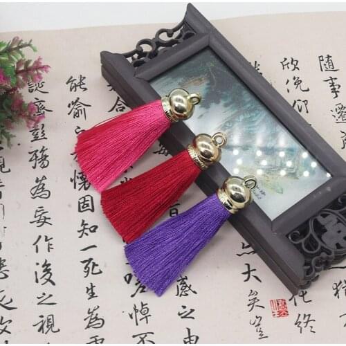 6.5cm silk Tassel For Keychain Cellphone Straps Jewelry Summer DIY Pendant Charms Finding