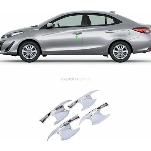 Car Accessories Exterior Decoration ABS Chrome Door Handle Bowl Cover Trims For Toyota Vios/Yaris Sedan 2019 Car-styling 4PCS