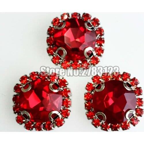 Free shipping high quality 12mm red chain red rhinestones Crystal Glass sew on stones with holes,diy/clothing accessories SBK06