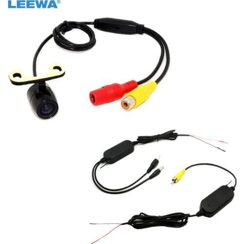 LEEWA 2.4 Ghz Wireless RCA Video Transmitter Receiver Kits Module + CCD Wide angle 170 Car Rear View Camera With Distance Grid