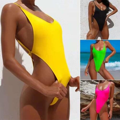 Bodysuit 2021 for Women One Piece Swimsuit Solid Sexy Beachwear Swimming Bathing Wear Swimsuit Bright Color Swimwear