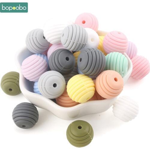 Bopoobo Silicone Beads 30pcs 15mm Spiral Beads Baby Product Making Nursing Accessories Baby Teething Beads BPA Free Baby Teether