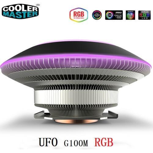 Cooler Master MAM-G1CN-924PC-R1 G100 saucer CPU Cooler for Intel 115X 2011 AMD AM4 AM3 CPU radiator 10cm 4pin RGB cooling fan