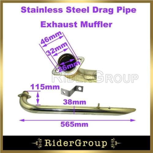 Stainless Steel Drag Pipe Exhaust Muffler For Honda OHC 50 70 Monkey Bike Parts