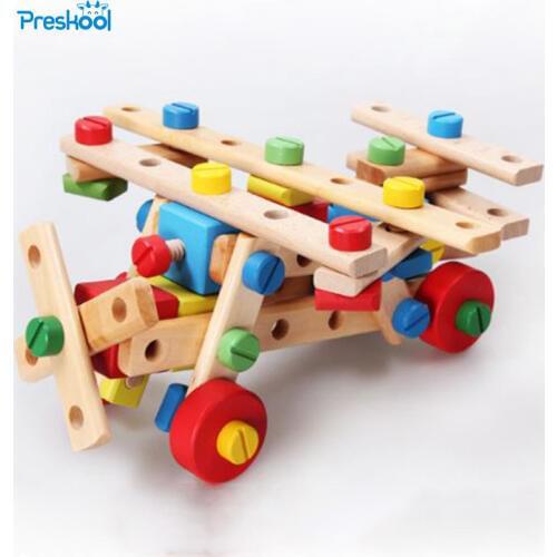 Montessori Baby Kids Toys Wooden Model Building Kits Nut-combination Learning Educational Preschool Training Brinquedos Juguets