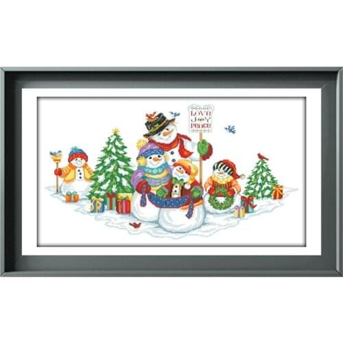 Snow folks tree skirt cross stitch kits cartoon pattern design 18ct 14ct 11ct unprint canvas embroidery DIY needlework