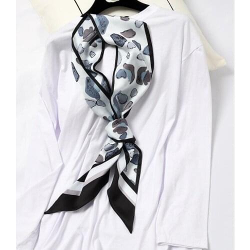 2021 Creative Stone Printing Women Hair Tie Band Kerchief Wrist Ribbons Fashion Head Neck Satin Bag Scarves Long Silk Scarf