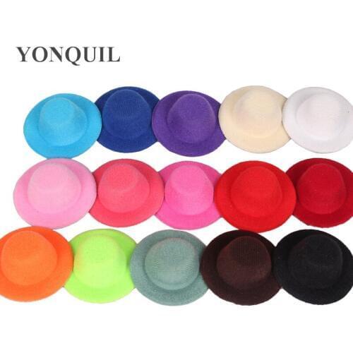 15Colors 2"/5CM Mini Top Hats Solid Children Party Hats Wedding Fascinator Hats Accessory Show Occasion Headwear 50PCS/LOT SYB11