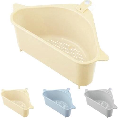 Multifunctional Corner Sink Drain Rack Shelf Suction Cup Sink Drain Basket Bowl Sponge Holder Kitchen Bathroom Storage Organizer