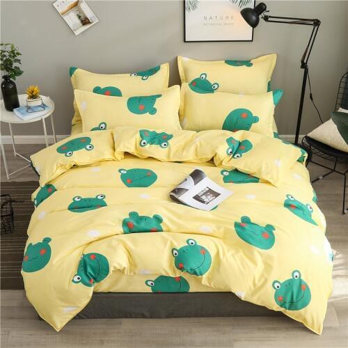 Cartoon Bedding Set Kids Room Home Decor Small Frogs Bed Linens Set Pillowcase Flat Bed Sheet Twin Queen Bed Duvet Cover Set