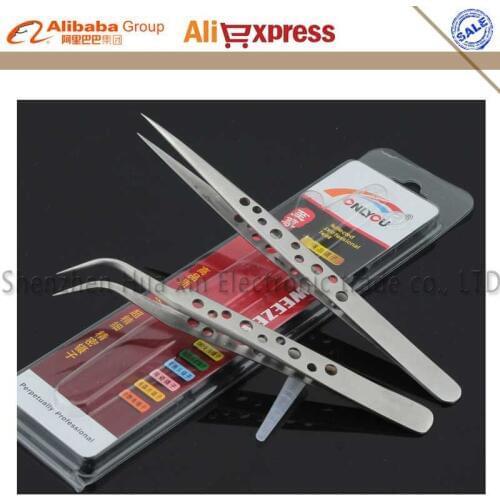 2pcs/set High Hardness Precision Stainless Steel Dull Polish Tweezers Set Tools For Phone Welding Repairs