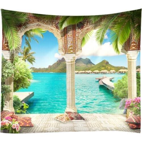Natural Landscape Tapestry Wall Hanging Cloth Bed Spread Beach Towel Table Cloth YogaMat House Decoration Living Room Decoration