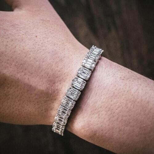 New 8MM Iced Out Bracelet Square Charm Cubic Zirconia Hiphop Gold Silver Color CZ Bracelets Bling Bling Mens Fashion Jewelry