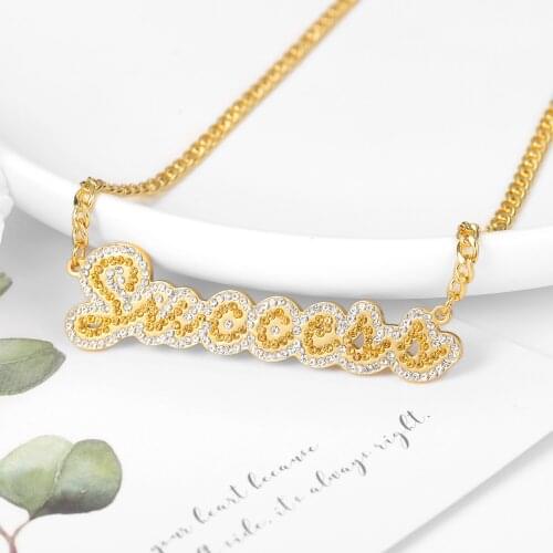 Custom Name Necklace Stainless Steel Necklaces For Women Two-Color Personalized Necklace Crystal Necklace Gold Plated jewelry