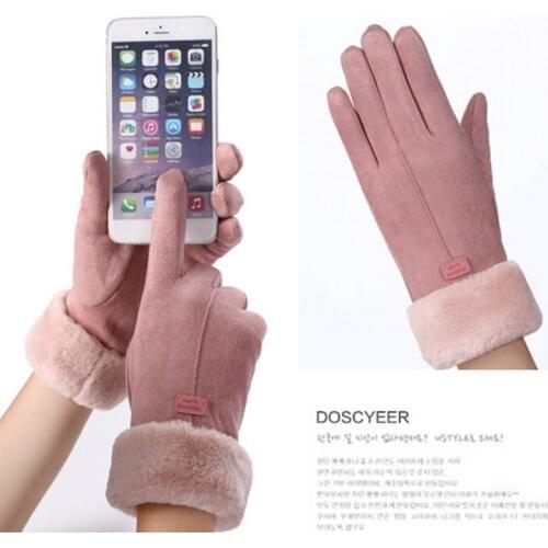 2021 New Fashion Women Gloves Autumn Winter Cute Furry Warm Mitts Full Finger Mittens Women Outdoor Sport Female Gloves Screen