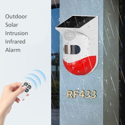 RF433 Remote Control Solar Alarm PIR Infrared Anti-Theft Multifunction Human Motion Detector For Garage Shop Home Garden Yard