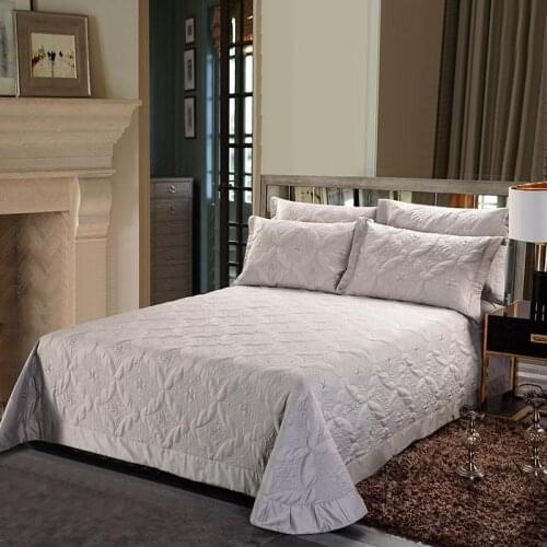 3Pieces King size Luxury 600TC Egyptian Cotton Quilted Bedspread Bed coverlet set with Match Pillowcase Multi Solid Color