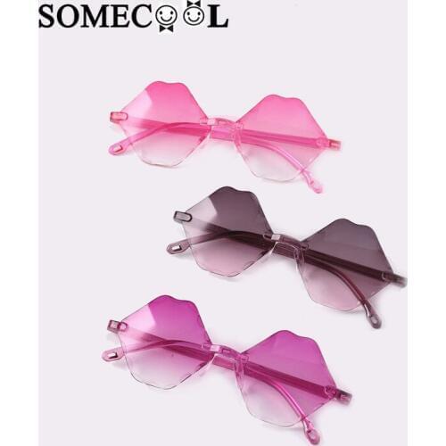 SomeCool Children sunglasses Rimless Lips Shape Baby Boys&girls Plastic sun Glasses Protect UV400 3-8 y kids eyewear n619