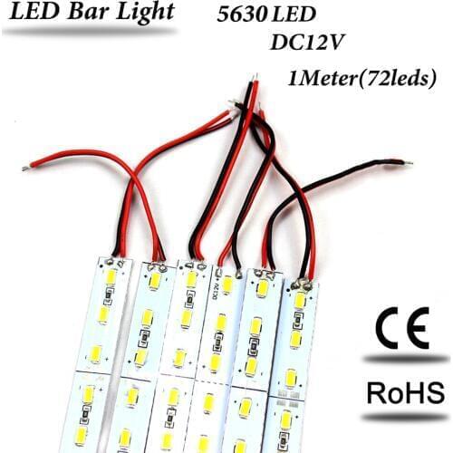 Hot sale 35pcs 14W 100CM Luces Strip 5630 LED Bar Light Non Waterproof 72LEDs/M DC 12V LED Tube Hard LED Strip cabinet light