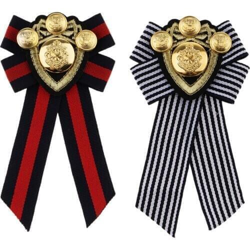 Vintage Pre-tied Bowknot Brooch Fabric Bow Tie Men Wome British Badge Pin for Round Neck or Blouse Shirt Decoration
