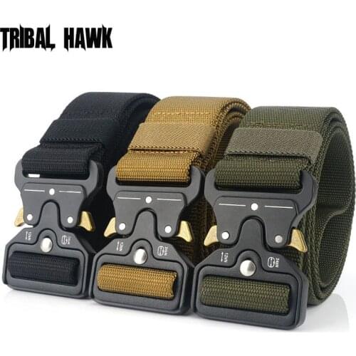 Military Tactical Army Nylon Belt Police Men Jeans Belt Metal Buckle Cinto Waist Strap Outdoor Survival Hunting Cinturon Tactico