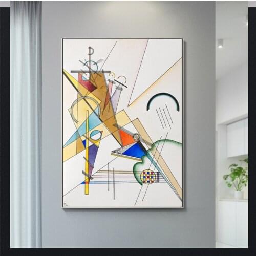 Famous Abstract Oil Painting hand painted Kandinsky Geometric Patterns Canvas Painting Wall Art Pictures For Room Oil painting