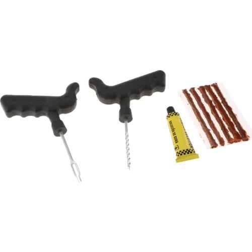 1 Set Vehicle Car Motorcycle Tubeless Tire Puncture Repair Tool Kit 5 Rubber Strip